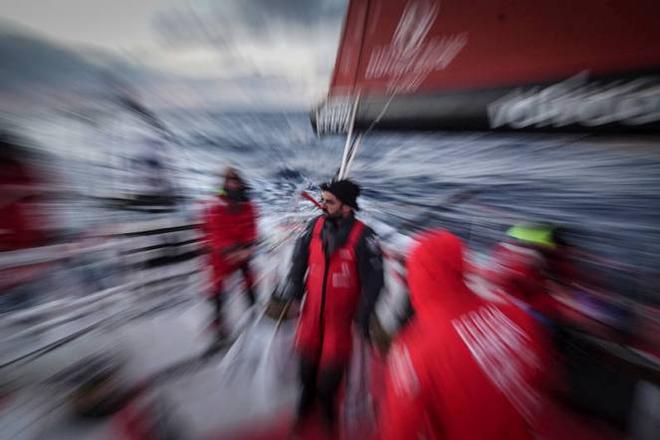 Onboard Dongfeng Race Team - Pascal Bidegorry after a gybe along the ice exlcusion zone - Leg five to Itajai -  Volvo Ocean Race 2015 © Yann Riou / Dongfeng Race Team